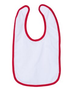Rabbit Skins 1004 Infant Contrast Trim Premium Jersey Bib – White/ Red (side)