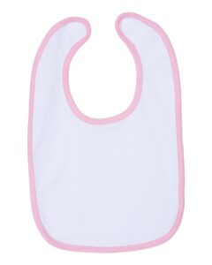 Rabbit Skins 1004 Infant Contrast Trim Premium Jersey Bib – White/ Pink (side)