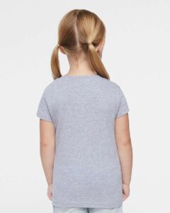 Rabbit Skins 3316 Toddler Girls Fine Jersey Tee – Heather (on model back)