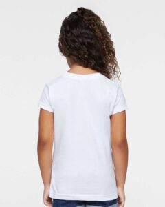 Rabbit Skins 3316 Toddler Girls Fine Jersey Tee – White (on model back)