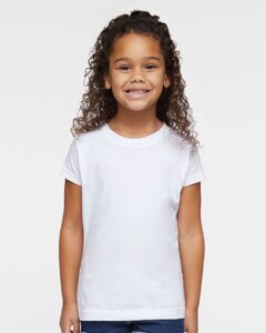 Rabbit Skins 3316 Toddler Girls Fine Jersey Tee – White (on model)