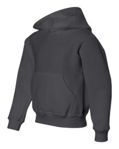 JERZEES 996YR Youth NuBlend® Hooded Sweatshirt – Charcoal Grey (side)