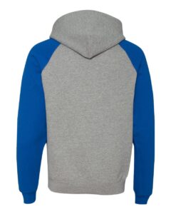 JERZEES 96CR Unisex Nublend® Colorblocked Raglan Hooded Sweatshirt – Oxford/ Royal (back)