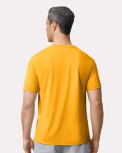 Gildan 42000 Unisex Performance® T-Shirt – Gold (on model back)