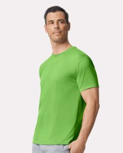 Gildan 42000 Unisex Performance® T-Shirt – Lime (on model side)