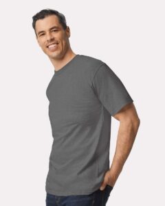 Gildan 2000T Men’s Tall Ultra Cotton® T-Shirt – Charcoal (on model side)