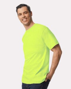 Gildan 2000T Men’s Tall Ultra Cotton® T-Shirt – Safety Green (on model side)