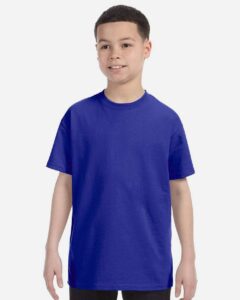 Gildan 5000B Youth Heavy Cotton™ T-Shirt – Cobalt (on model)