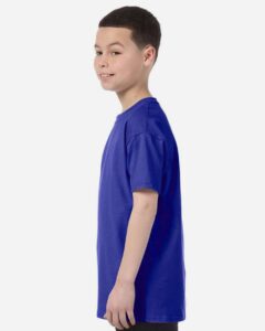 Gildan 5000B Youth Heavy Cotton™ T-Shirt – Cobalt (on model side)