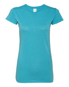 J. America 8138 Women’s Glitter T-Shirt – Maui Blue/ Silver