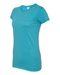 J. America 8138 Women’s Glitter T-Shirt – Maui Blue/ Silver (side)