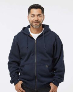 DRI DUCK 7033 Men’s Crossfire Heavyweight Power Fleece Hooded Jacket with Thermal Lining – Navy (on model)