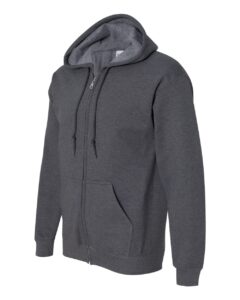 Gildan 18600 Unisex Heavy Blend™ Full-Zip Hooded Sweatshirt – Dark Heather (side)