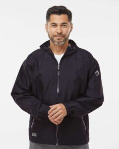 DRI DUCK 5335 Unisex Torrent Waterproof Hooded Jacket – Black (on model)