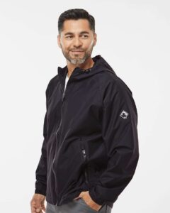 DRI DUCK 5335 Unisex Torrent Waterproof Hooded Jacket – Black (on model side)