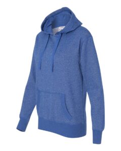 J. America 8860 Women’s Glitter French Terry Hooded Sweatshirt – Royal/ Silver (side)
