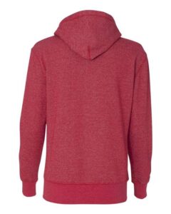 J. America 8860 Women’s Glitter French Terry Hooded Sweatshirt – Red/ Silver (back)