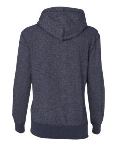 J. America 8860 Women’s Glitter French Terry Hooded Sweatshirt – Navy/ Silver (back)