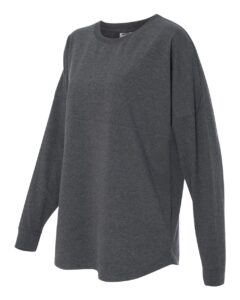 J. America 8229 Unisex Game Day Jersey Long Sleeve T-Shirt – Charcoal Heather (side)