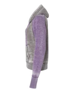 J. America 8926 Women’s Zen Fleece Raglan Hooded Sweatshirt – Cement/ Very Berry (side)