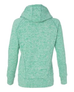 J. America 8616 Women’s Cosmic Fleece Hooded Sweatshirt – Emerald/ Neon Yellow (back)