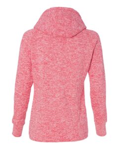 J. America 8616 Women’s Cosmic Fleece Hooded Sweatshirt – Fire Coral/ Magenta (back)
