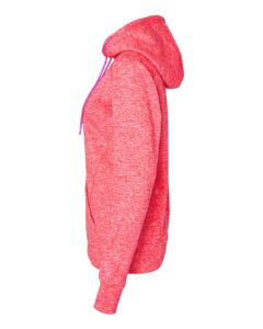 J. America 8616 Women’s Cosmic Fleece Hooded Sweatshirt – Fire Coral/ Magenta (side)