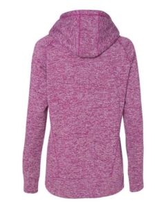 J. America 8616 Women’s Cosmic Fleece Hooded Sweatshirt – Magenta/ Neon Yellow (back)