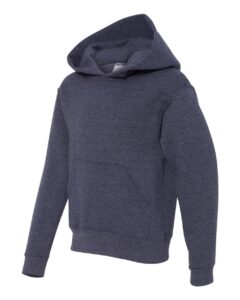 JERZEES 996YR Youth NuBlend® Hooded Sweatshirt – Vintage Heather Navy (side)