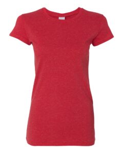 J. America 8138 Women’s Glitter T-Shirt – Red/ Silver