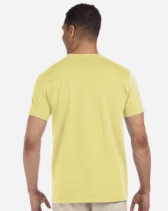 Gildan 64000 Unisex Softstyle® T-Shirt – Cornsilk (on model back)