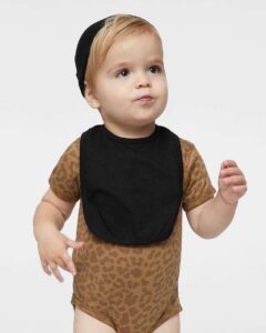 Rabbit Skins 1005 Infant Premium Jersey Bib – Black (on model)