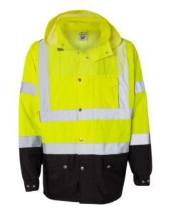 Kishigo RWJ102-103 Unisex Storm Cover Waterproof Rain Jacket – Lime