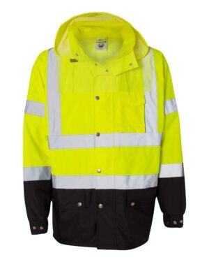Kishigo RWJ102-103 Unisex Storm Cover Waterproof Rain Jacket – Lime