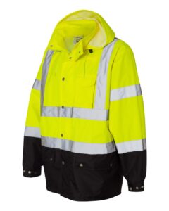 Kishigo RWJ102-103 Unisex Storm Cover Waterproof Rain Jacket – Lime (side)