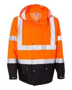 Kishigo RWJ102-103 Unisex Storm Cover Waterproof Rain Jacket – Orange