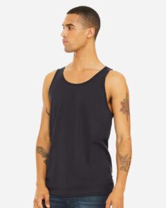 BELLA + CANVAS 3480 Jersey Tank – Dark Grey (on model side)