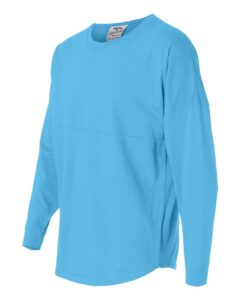 J. America 8229 Unisex Game Day Jersey Long Sleeve T-Shirt – Maui Blue (side)