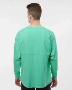 J. America 8229 Unisex Game Day Jersey Long Sleeve T-Shirt – Mint (on model back)