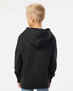 Independent Trading Co. SS4001Y Youth Midweight Hooded Sweatshirt – Black (on model back)