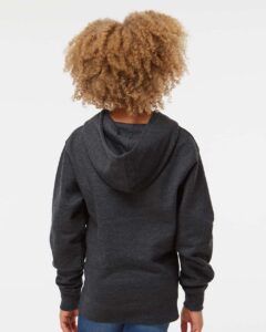 Independent Trading Co. SS4001Y Youth Midweight Hooded Sweatshirt – Charcoal Heather (on model back)