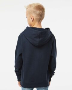 Independent Trading Co. SS4001Y Youth Midweight Hooded Sweatshirt – Classic Navy (on model back)