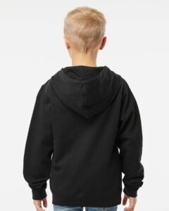 Independent Trading Co. SS4001YZ Youth Midweight Full-Zip Hooded Sweatshirt – Black (on model back)