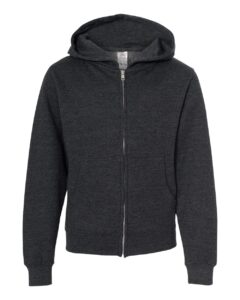 Independent Trading Co. SS4001YZ Youth Midweight Full-Zip Hooded Sweatshirt – Charcoal Heather