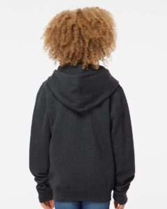 Independent Trading Co. SS4001YZ Youth Midweight Full-Zip Hooded Sweatshirt – Charcoal Heather (on model back)