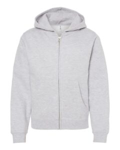 Independent Trading Co. SS4001YZ Youth Midweight Full-Zip Hooded Sweatshirt – Grey Heather
