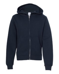 Independent Trading Co. SS4001YZ Youth Midweight Full-Zip Hooded Sweatshirt – Navy