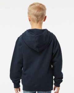 Independent Trading Co. SS4001YZ Youth Midweight Full-Zip Hooded Sweatshirt – Navy (on model back)