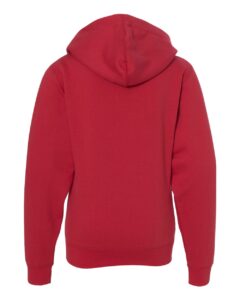 Independent Trading Co. SS4001YZ Youth Midweight Full-Zip Hooded Sweatshirt – Red (back)