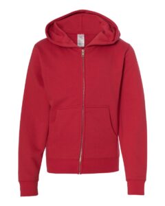 Independent Trading Co. SS4001YZ Youth Midweight Full-Zip Hooded Sweatshirt – Red